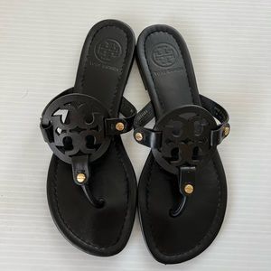 Tory Burch Miller Calf Leather Sandals Black, 8